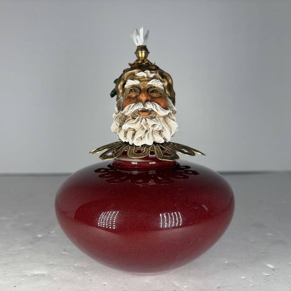 Rare Vintage 2004 RJR Christmas Floating Wick Oil Lamp Santa Red